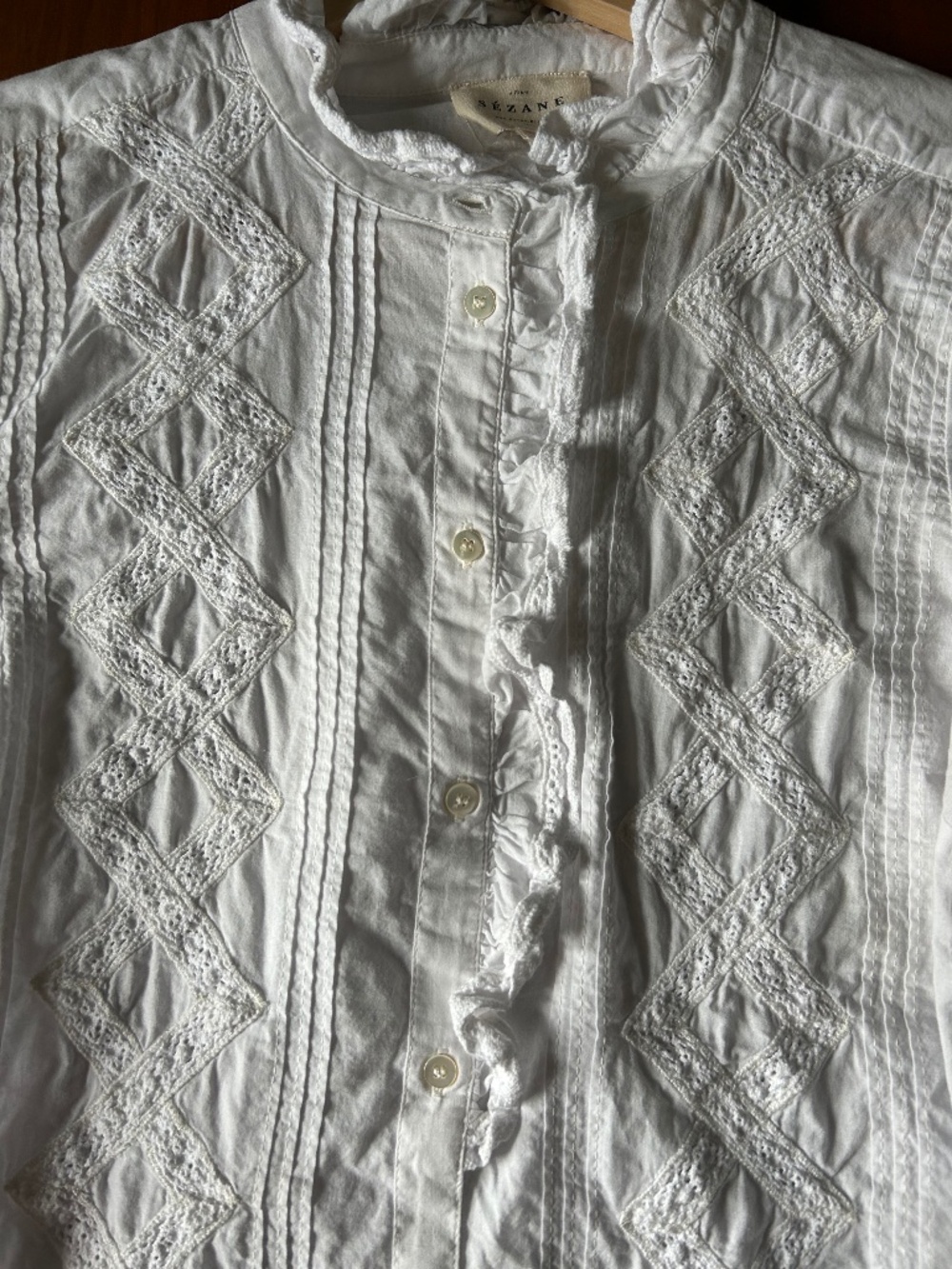 Sezane Chlo Shirt Ecru Pastel - Size 8
